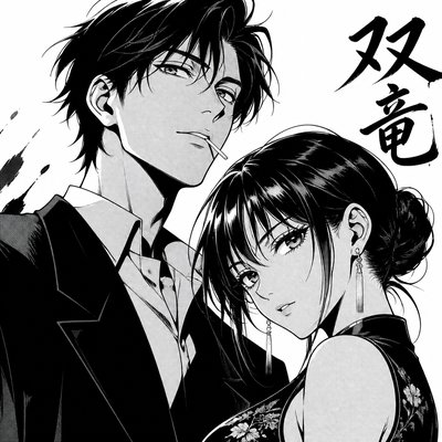 portrait of two people together — Manga Art Style