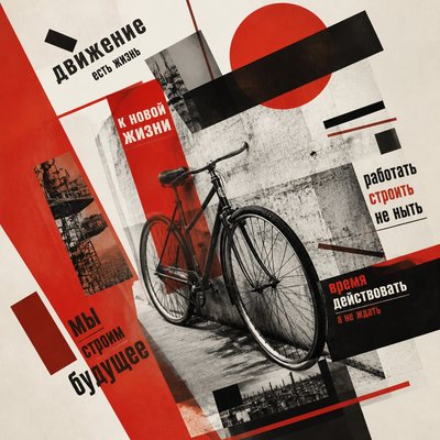 bicyle resting against a wall — Moscow Avant-Garde Art Style