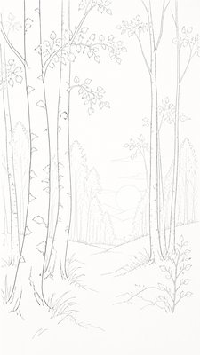a serene birch forest in soft morning light, no people, no text