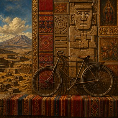 bicyle resting against a wall — Bolivian Art Style