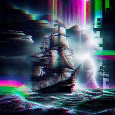 sailing ship on a stormy sea