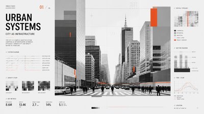 bustling city street panorama at dusk
