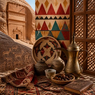still life with everyday objects — Saudi Art Style