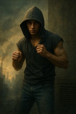 a painting of a man with a hoodie on