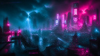 sweeping panoramic landscape with a dramatic sky