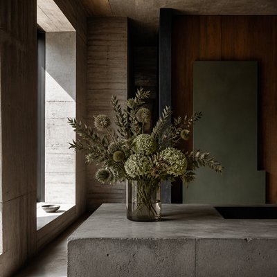bouquet of flowers in a glass vase