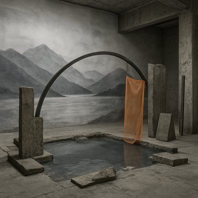 serene landscape with mountains and water
