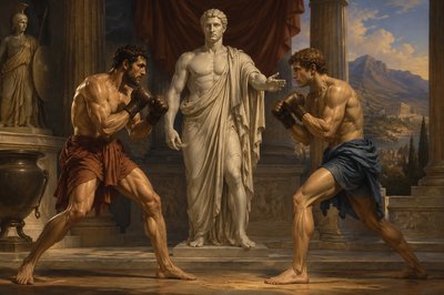 Polyclitus with two boxers facing one another