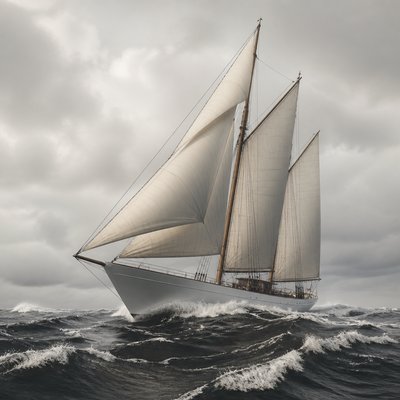 sailing ship on a stormy sea