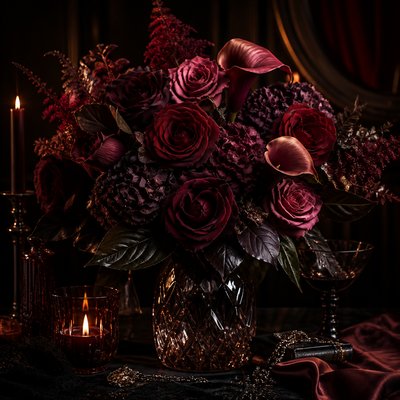 bouquet of flowers in a glass vase