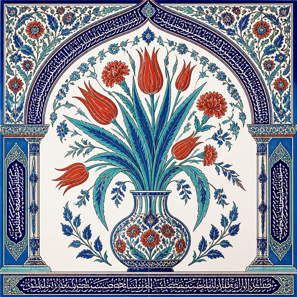 bouquet of flowers in a glass vase — Turkish Art Style