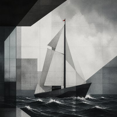 sailing ship on a stormy sea