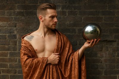 a man in a robe is holding a ball