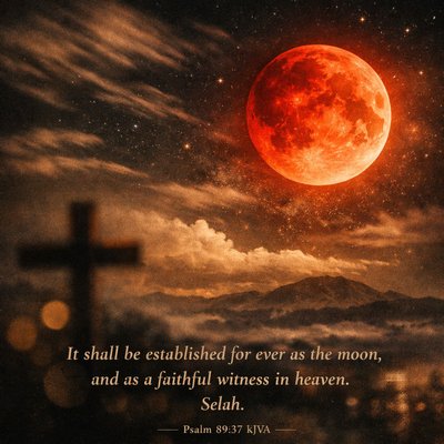 Use a blood moon to express: It shall be established for ever as the moon, and as a faithful witness in heaven. Selah. 
(Psalms 89:37 KJVA)
