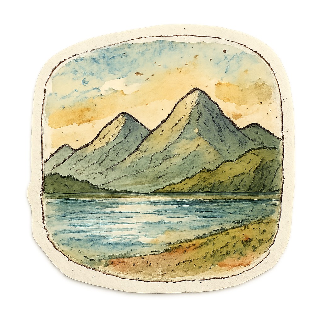 serene landscape with mountains and water