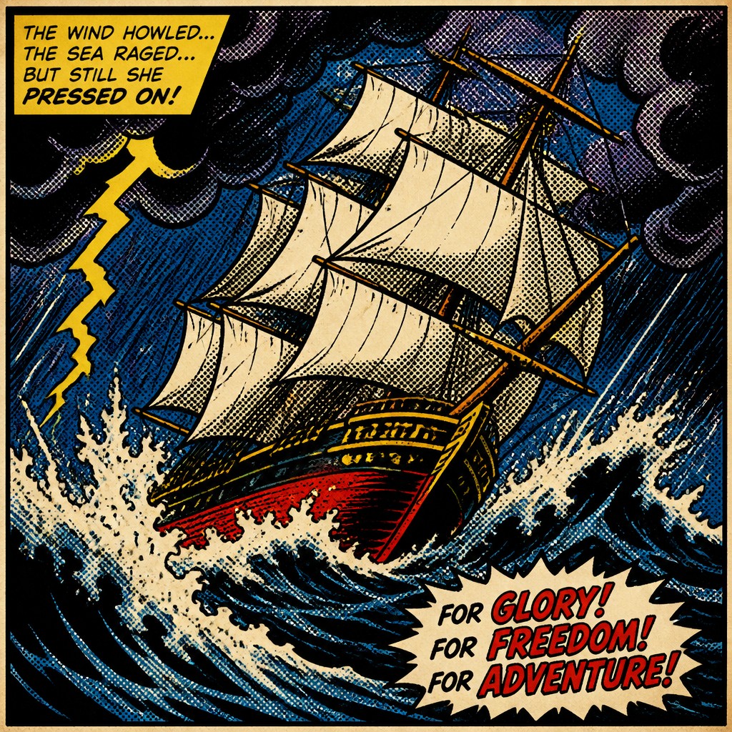 sailing ship on a stormy sea