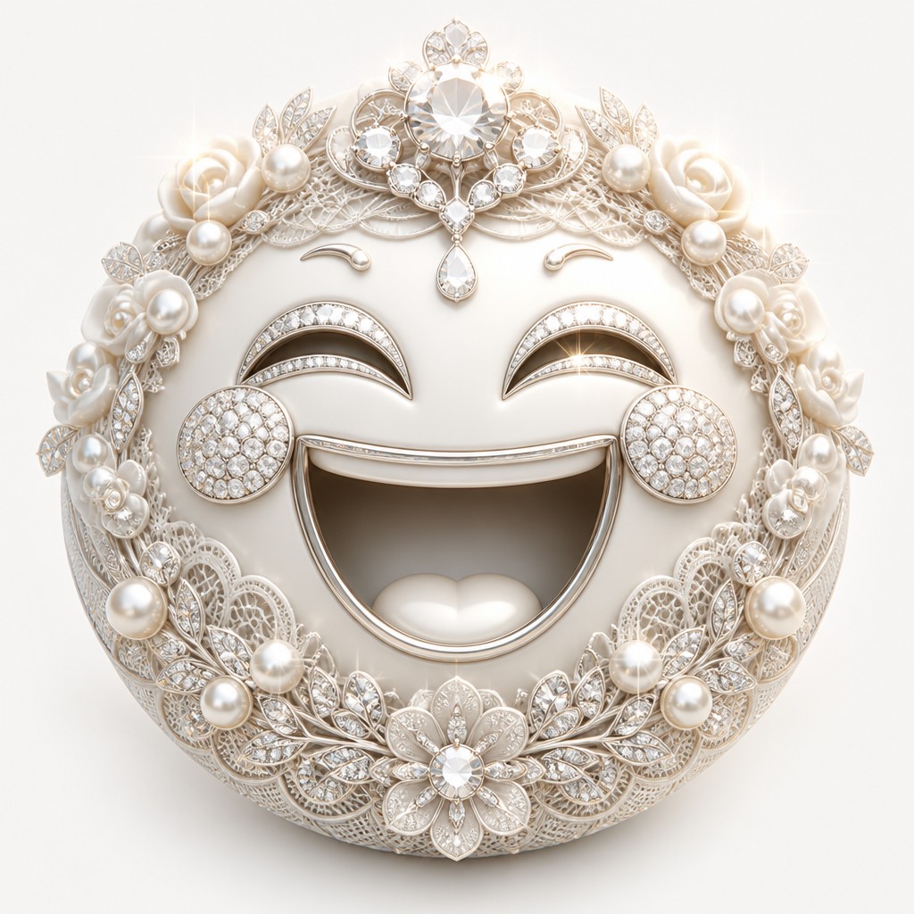 an exaggerated laughing face of an original round mascot character, bold and readable at small size, plain background, no text