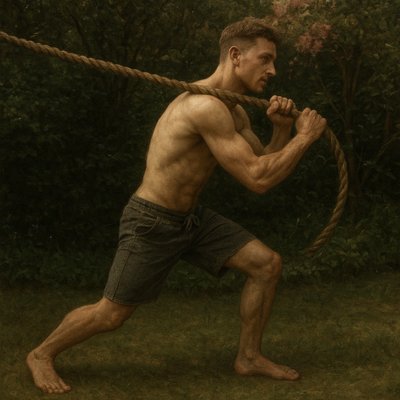 a man holding a rope with both hands