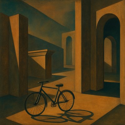 bicyle resting against a wall