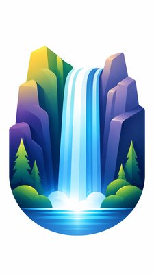 towering waterfall cascading down a cliff