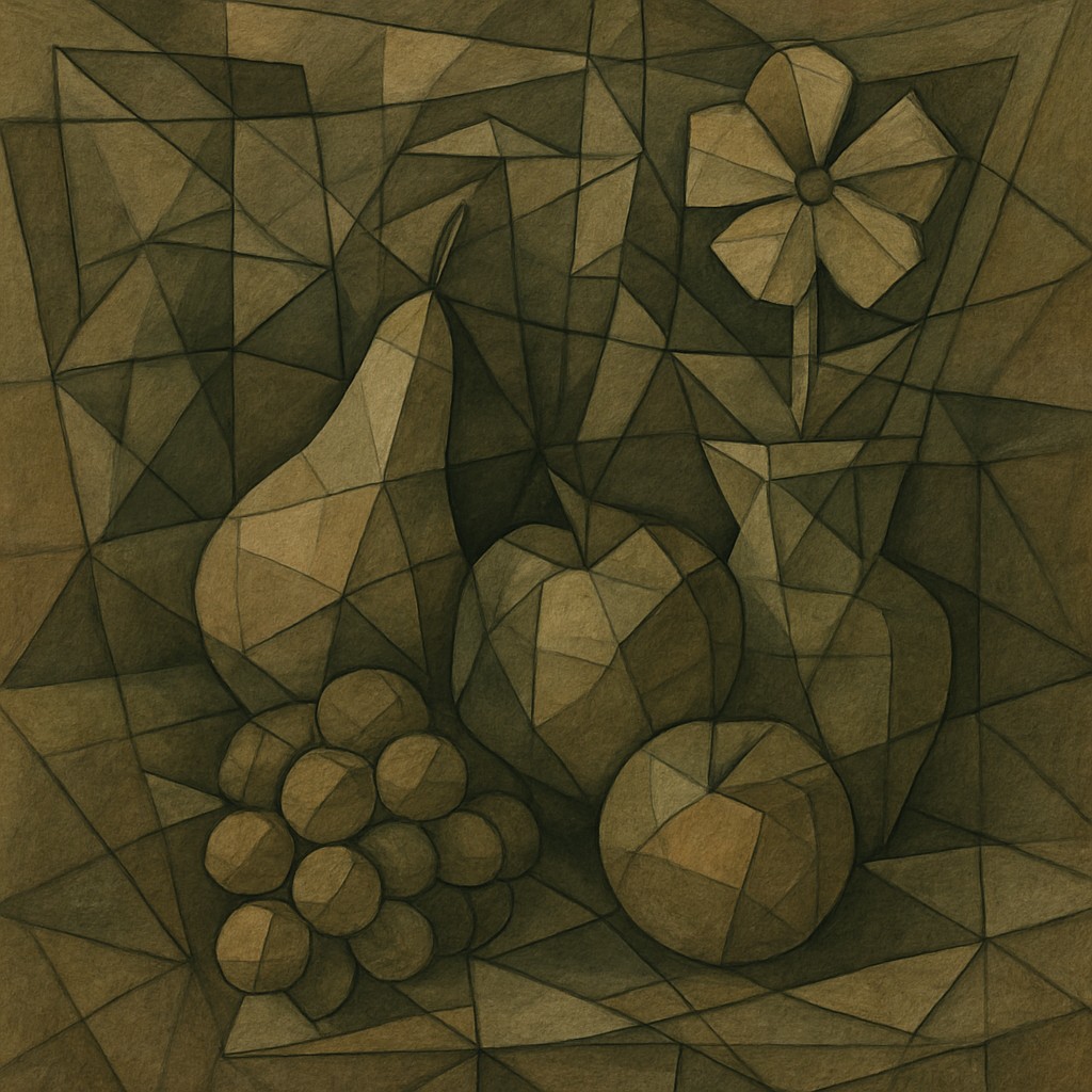 still life arrangement of fruits and flowers