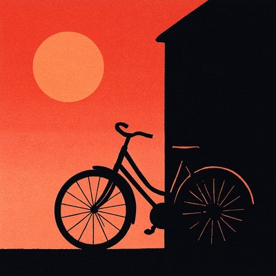 bicyle resting against a wall