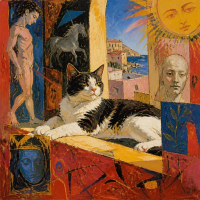 a cat lounging in a sunlit window