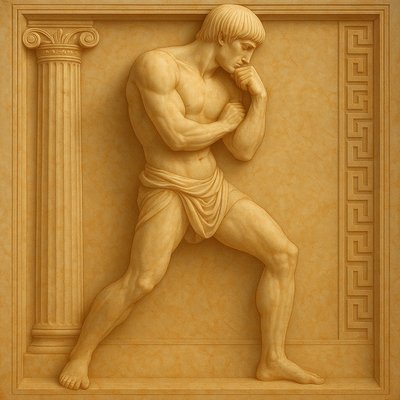 a statue of a man standing in front of a column