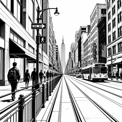 urban street with city activity