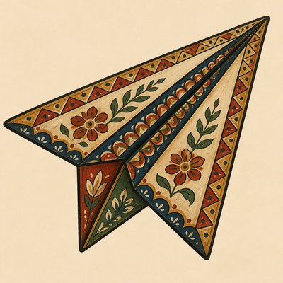 a paper plane, clean minimal composition on a plain background, no text