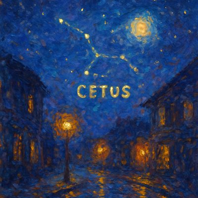 Cetus in the starry night sky.