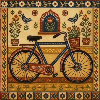 bicyle resting against a wall