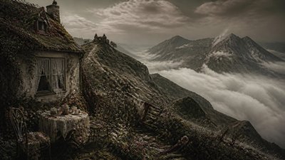 a wide alpine ridge above a sea of clouds, no people
