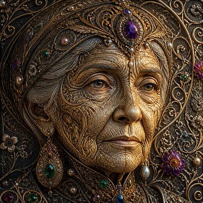 close-up portrait of an elderly person with expressive weathered features