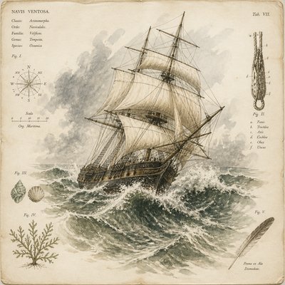 sailing ship on a stormy sea
