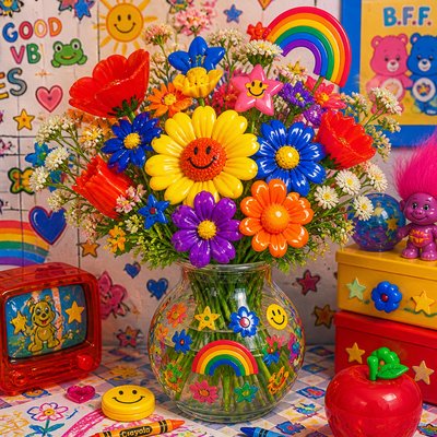 bouquet of flowers in a glass vase