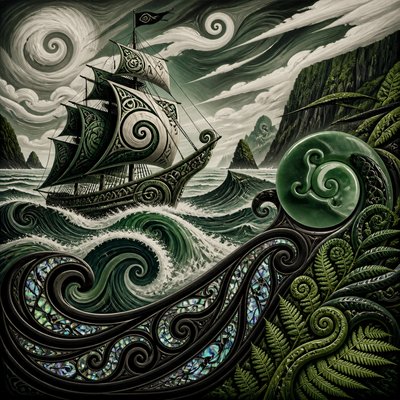 sailing ship on a stormy sea