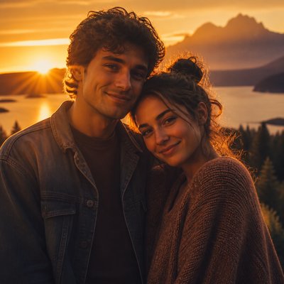 portrait of two people together — Golden Hour Landscape Photography Style