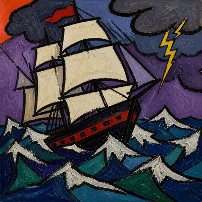 sailing ship on a stormy sea