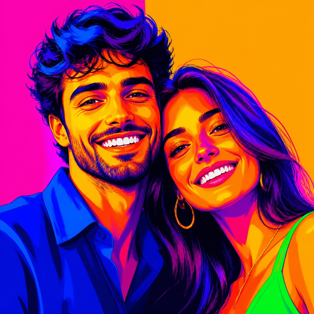 portrait of two people together — Saturation Art Style