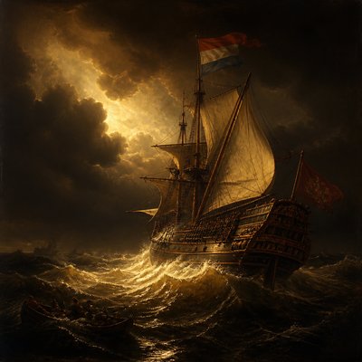 sailing ship on a stormy sea
