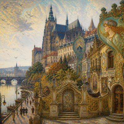 wide landscape with natural scenery — Prague Art Style