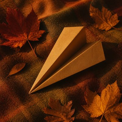 a paper plane, clean minimal composition on a plain background, no text