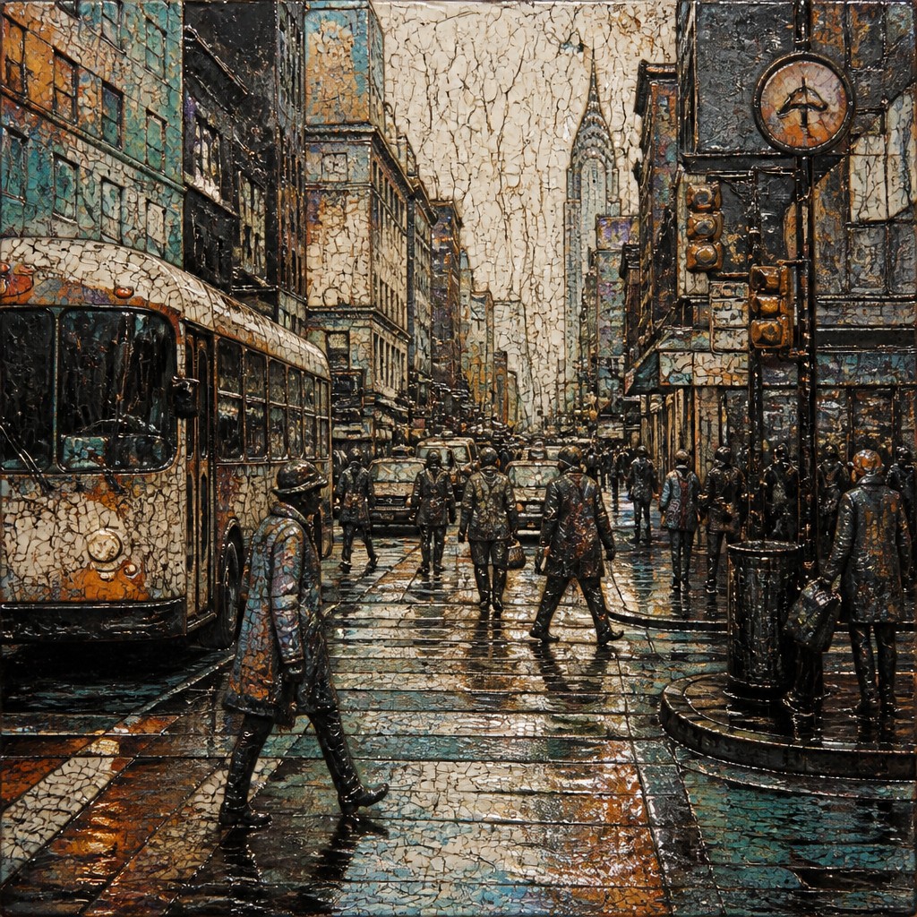 urban street with city activity