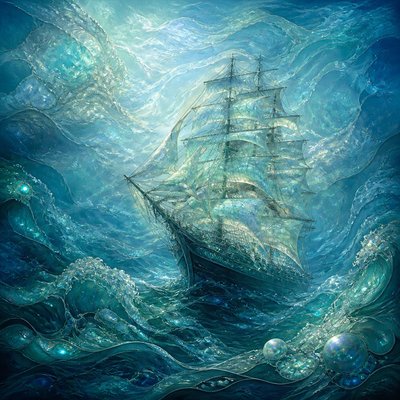 sailing ship on a stormy sea