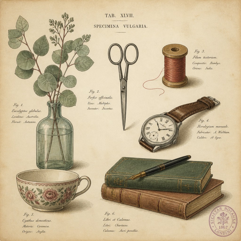 still life with everyday objects — Botanical Nature Art