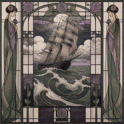 sailing ship on a stormy sea