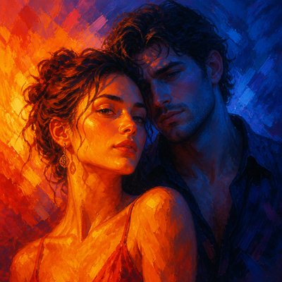 portrait of two people together — Color Temperature Art Style