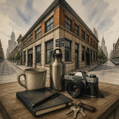 still life with everyday objects — Two-Point Perspective Art Style