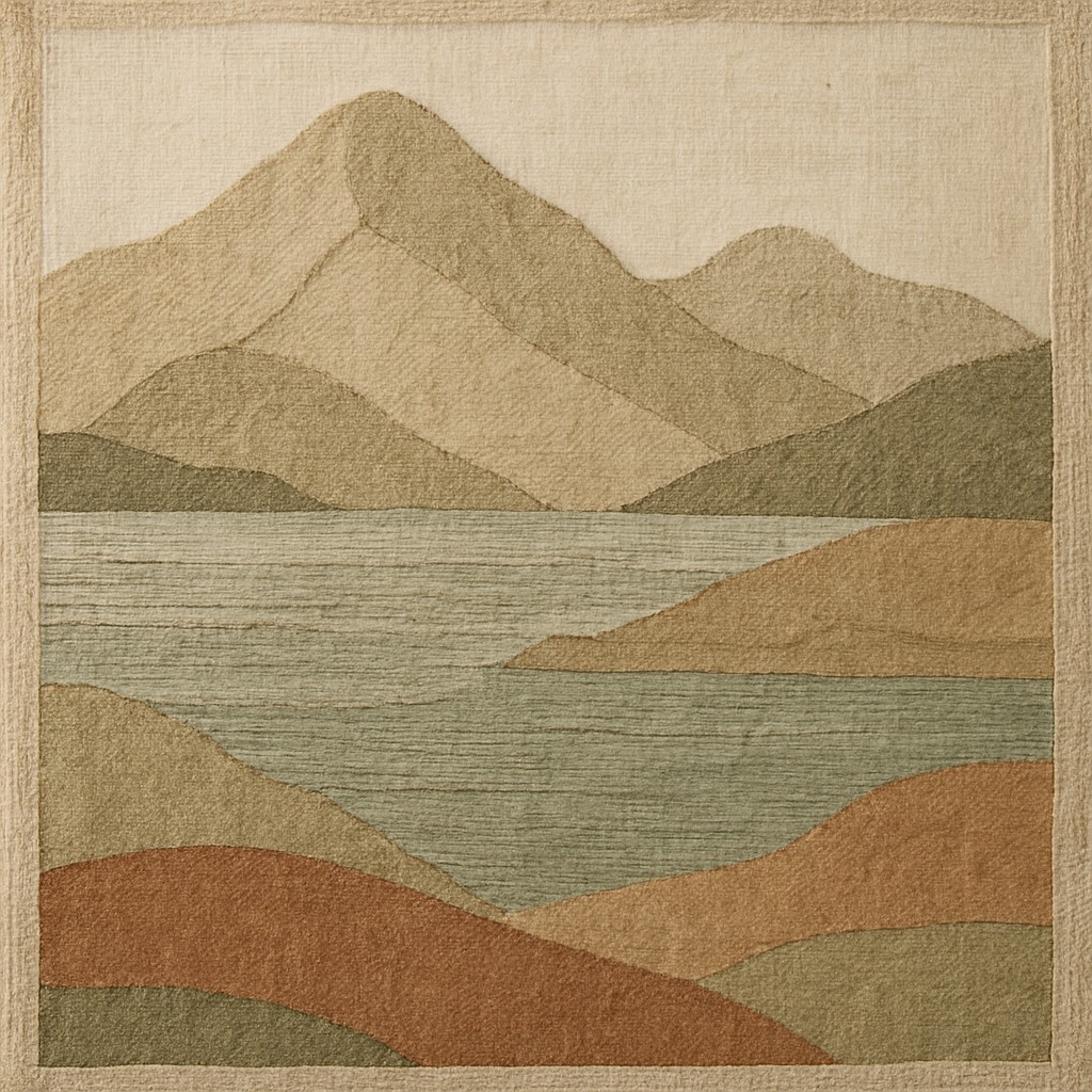 serene landscape with mountains and water